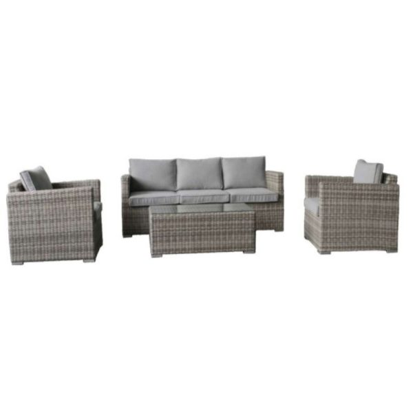 Wallace Light Grey Outdoor 4 Piece Lounge Setting