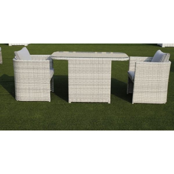 Crayton Outdoor 3 Piece Light Grey Dining Set